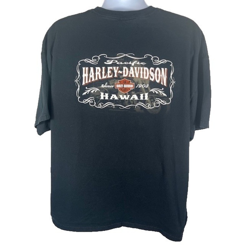 Harley-Davidson Mens Sz 2XL Pacific Hawaii Black T-Shirt Motorcycle -1783